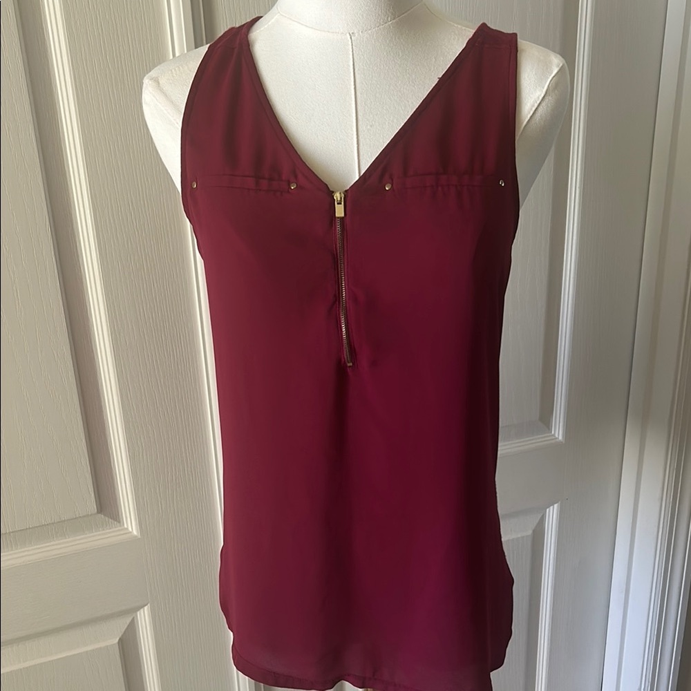 Express Red Sleeveless Tank Top with Zipper